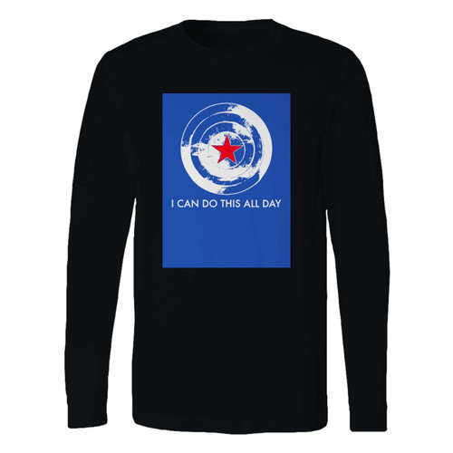 This classic fit captain america i can do this all day long sleeve shirt is casually elegant and very comfortable. With fine quality print to make one stand out, it's a perfect fit for every occasion.